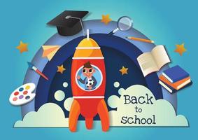 torna a scuola banner art design vettore