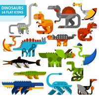 Set di icone di dinosauro vettore