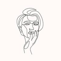 vettore di arte linea viso femminile. volto di donna disegno minimalista. logo della moda di bellezza