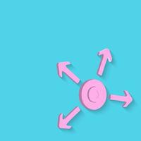 pulsante cerchio rosa con quattro frecce su sfondo blu brillante in colori pastello vettore
