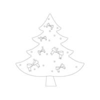 albero di natale con palla e albero giocattolo. libro a colori. illustrazione vettoriale piatta