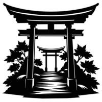 logo illsutration di giapponese torii cancello vettore