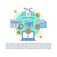 modello di vettore della pagina dell'articolo del software di traduzione di testo straniero. brochure, rivista, elemento di design opuscolo con icone lineari e caselle di testo. disegno di stampa. illustrazioni concettuali con spazio di testo