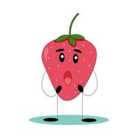 fragola divertente. fragola con faccia buffa. illustrazione vettoriale piatto.