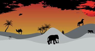 africa, safari, albero, animali selvatici. illustrazione vettoriale. vettore