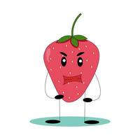 fragola divertente. fragola con faccia buffa. illustrazione vettoriale piatto.