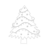 albero di natale con palla e albero giocattolo. libro a colori. illustrazione vettoriale piatta