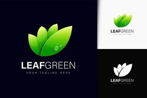 design del logo verde foglia con sfumatura vettore