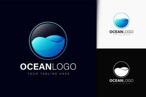 design del logo dell'oceano con gradiente vettore