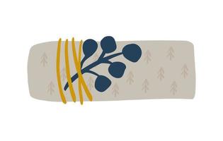 vettore semplice disegnato a mano di scatola regalo scandinava con ramo. carina illustrazione di Natale. elemento per le vacanze capodanno, compleanno