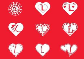 l logo della lettera con l'icona dell'amore, modello di progettazione di San Valentino vettore