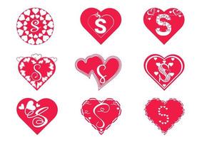logo della lettera s con icona dell'amore, modello di progettazione di San Valentino vettore