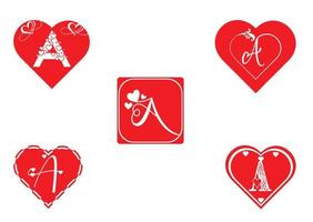 un logo con una lettera con l'icona dell'amore, un modello di design per San Valentino vettore
