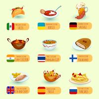 Set di cibo mondiale vettore