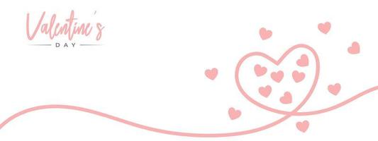 banner di San Valentino in sfondo rosa con auguri di buone feste, stile moderno. modello per volantino, invito e biglietto di auguri per le vacanze. illustrazione vettoriale. vettore