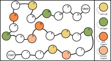 modello di gioco da tavolo vettoriale. gioco da tavolo bianco e nero vuoto isolato su sfondo bianco. attività educativa stampabile in età prescolare o esempio di foglio di lavoro. illustrazione del campo da gioco vettore