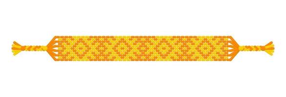 vettore braccialetto di amicizia hippie fatto a mano multicolore di fili gialli e arancioni.