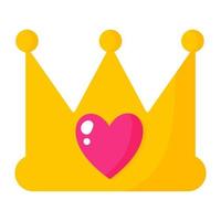 corona d'oro con un cuore. concetto di matrimonio e San Valentino. vettore