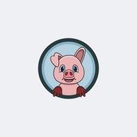 divertente design del personaggio della testa di maiale. perfetto per logo, etichetta, modello e icona. vettore