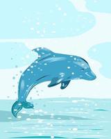 il delfino blu salta fuori dall'acqua vettore