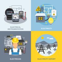 Set di icone di concetto di elettricità vettore
