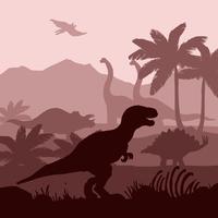 Le siluette dei dinosauri mette a strati l&#39;illustrazione dell&#39;insegna del fondo. vettore