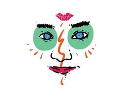 illustrazione del viso di donna nella pittura del viso creativa. un disegno a mano di grafica vettoriale per qualsiasi elemento creativo.
