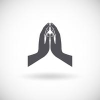 Icona di mani di preghiera vettore