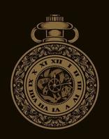 illustrazione vettoriale orologio antico con ornamento