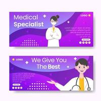 modello di banner sanitario medico design piatto illustrazione modificabile di sfondo quadrato adatto per social media, feed, carta, saluti e annunci web internet vettore