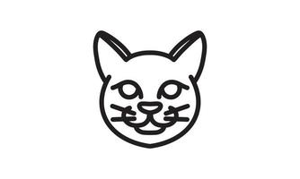icona della linea del vettore del gatto, arte della linea del vettore della testa di animale, illustrazione animale isolata per il logo desain