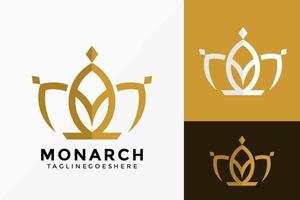 lusso m monarca corona logo disegno vettoriale. emblema dell'identità del marchio, concetto di design, loghi, elemento logotipo per modello. vettore