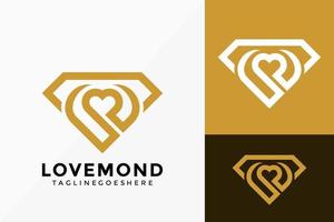 disegno vettoriale di logo di gioielli d'amore con diamanti premium. emblema astratto, concetto di design, loghi, elemento logotipo per modello.