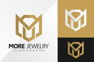 lettera m scudo diamante logo design illustrazione vettoriale template