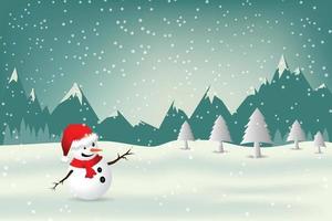 biglietto di auguri di Natale con pupazzo di neve.-illustrazione vettoriale. vettore