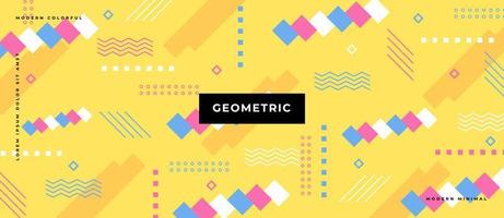 trama di linee geometriche minimali in stile memphis e motivo senza cuciture pop punteggiato su sfondo giallo. vettore