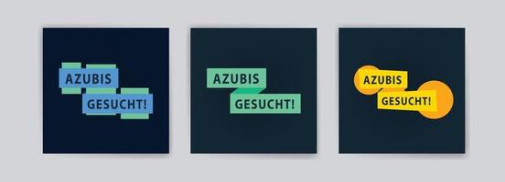 azubis gesucht. banner vettoriali per sfondi, biglietti di auguri, annunci sui social media e cartoline.