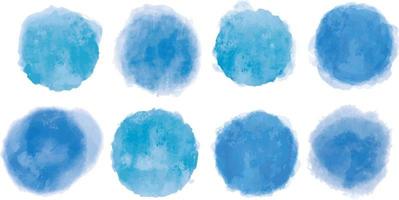 collezione di acquerelli di cerchi blu vettore