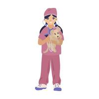 piccola illustrazione della ragazza veterinaria vettore