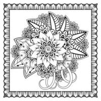 fiore mehndi per henné, mehndi, tatuaggio, decorazione. ornamento decorativo in stile etnico orientale, ornamento scarabocchio, disegno a mano contorno. pagina del libro da colorare. vettore