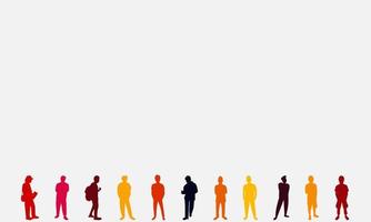 gruppo diversità silhouette persone multietniche. comunità di colleghi o collaboratori. collaborare. comunità di social network maschile di diversa cultura. vettore