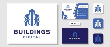 edifici tecnologia digitale appartamento immobiliare città logo design ispirazione con modello di layout biglietto da visita vettore