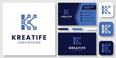 lettera iniziale k tecnologia astratta connessione logo design ispirazione con modello biglietto da visita vettore