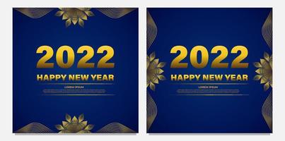 celebrazione del capodanno blu e oro post sui social media vettore