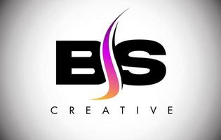 design del logo della lettera bs con shoosh creativo e look moderno vettore