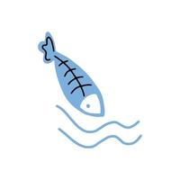 vettore doodle icona di pesce. modello di progettazione del logo. simpatica illustrazione infantile disegnata a mano per la stampa, web