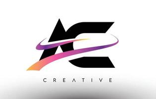 icona del design lettera logo ac. lettere ac con linee colorate creative swoosh vettore