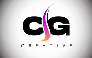 cg letter logo design con shoosh creativo e look moderno vettore