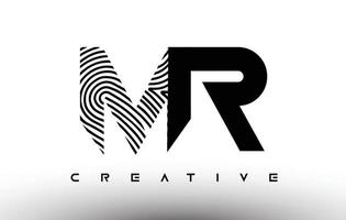 mr fingerprint zebra lettera logo design. mr logo con vettore di icone creative di impronte digitali