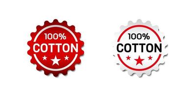 Etichetta adesiva in 100% cotone. per l'etichetta commerciale del prodotto di abbigliamento rosso. con simbolo stella. design di illustrazione vettoriale premium e di lusso